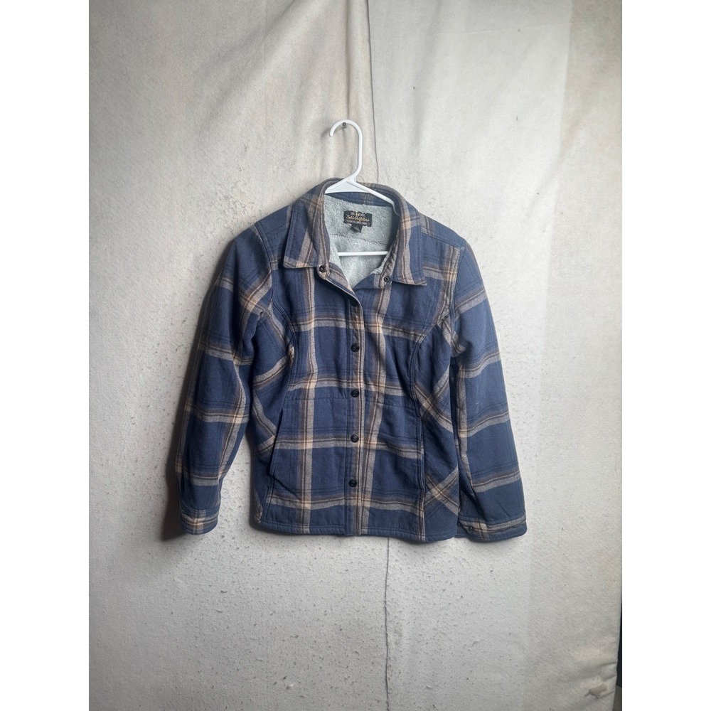 Noble Outfitters Blue Plaid Sherpa Lined Flannel Shirt Jacket Mens Large 8425